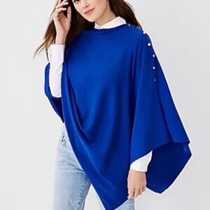 NWT Ann Taylor shoulder button poncho | Royal Blue | One Size